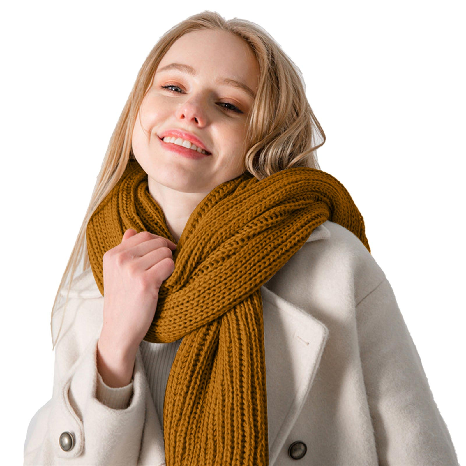 nochalofo Brown Scarfs for Women Winter Warm, Warm Winter Scarf Unisex Polyester Fleece Scarf Multi Color Cold Weather Neck Scarves for Men Women